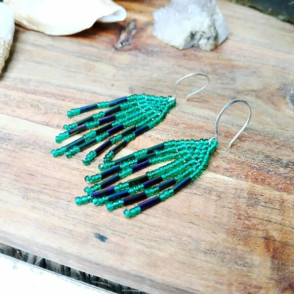 Assorted Small Beaded Fringe Cascade Shoulder Duster Dangle Earrings, 2.5" - Picture 13 of 13